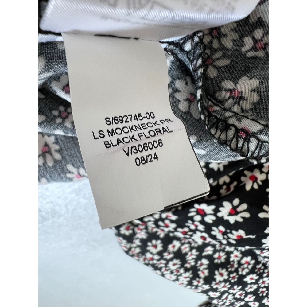 GAP NWT XL Black Floral Mock Neck Tie Blouse Dark Academia Cottagecore - Picture 7 of 12